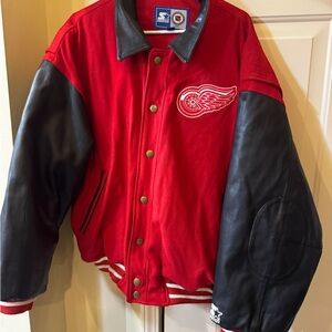 NFL‎ Starter Wool Red and Black Red Wings  Varsity Jacket Large